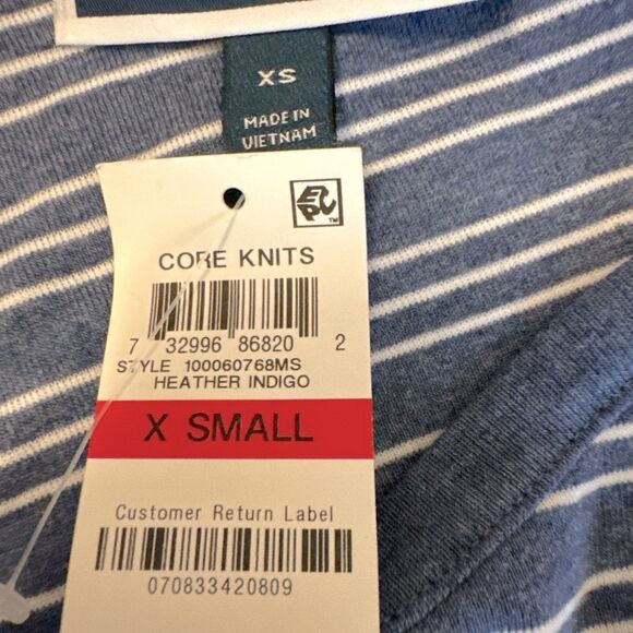 Karen Scott Core Knits Heather Indigo Blue Striped Long Sleeve Tee Sz XS NWT - Picture 4 of 5